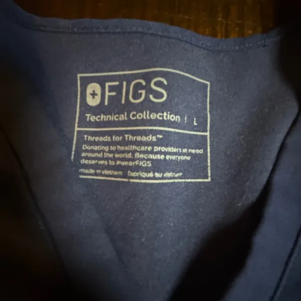 FIGS Technical Collection Casma Navy Blue V Neck‎ Scrub Top Women's Size L - Image 2
