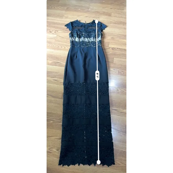 Bronx & Banco Black Lace Maxi Dress Cap Sleeve Formal Cocktail Size S - Image 6