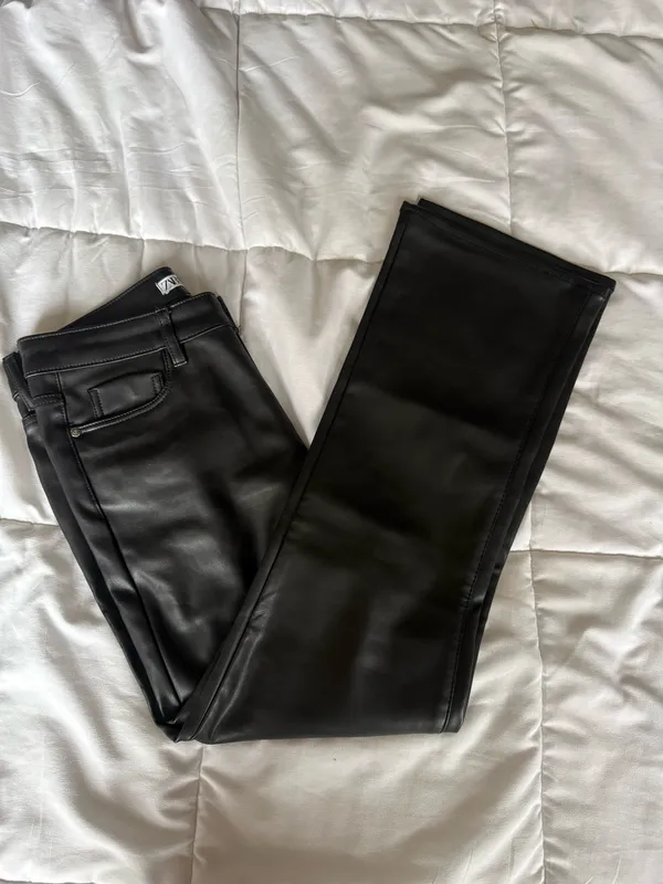 ZARA Pants Leather Black Straight  - Image 2