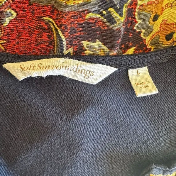 Soft Surroundings Embroidery Floral Inserts Long Sleeves SZ L # 2366 - Image 8