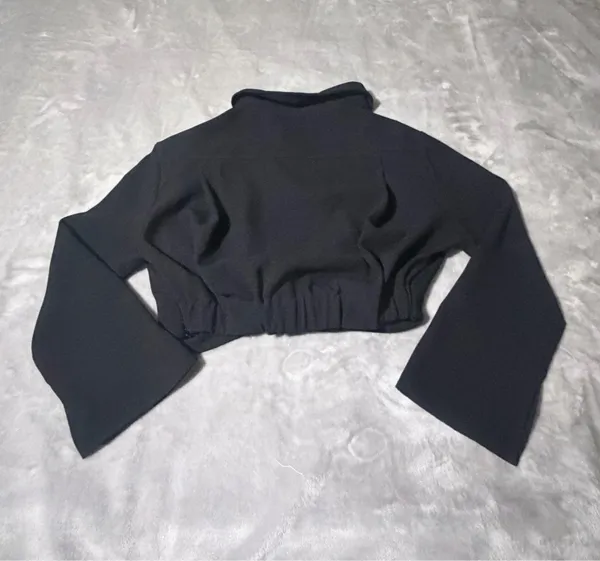 ZARA Black Cropped Tie-Front Jacket XS Long Sleeve Short Womens Casual Solid - Image 8