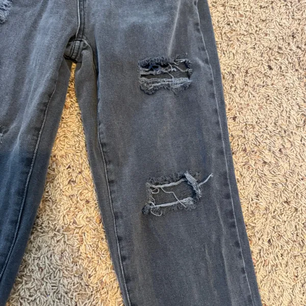 PacSun Gray Black Distressed Denim High Rise Straight Jeans Size 24 - Image 4