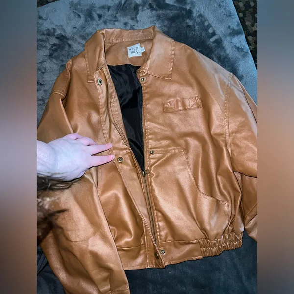 Princess Polly Evie PU Jacket in Brown Size M/L - Image 3