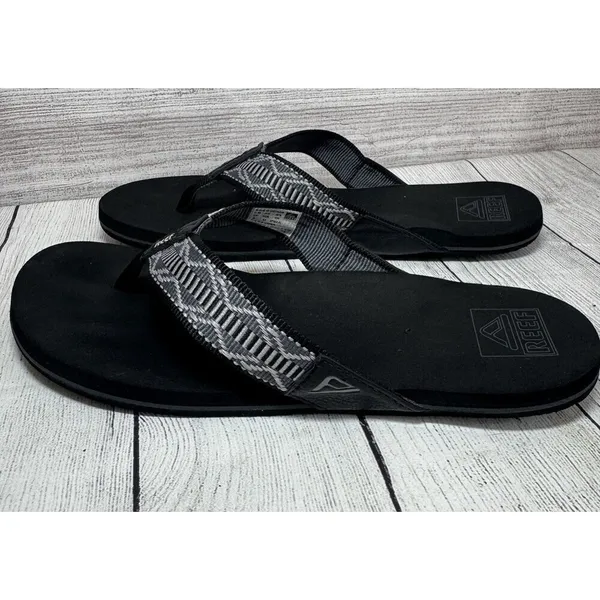 Reef Sandals Women's Size 9 Black White Spring Woven Flip Flops Thong - Image 3