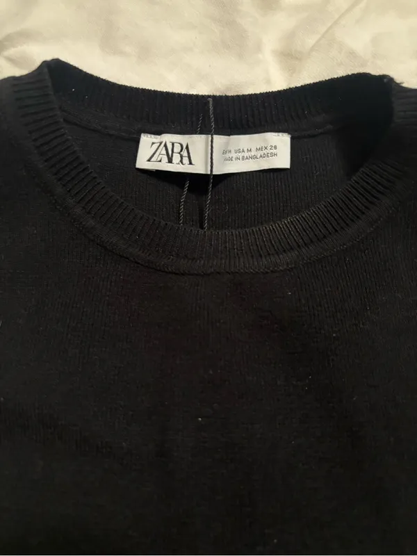 Zara Black Sleeveless Knit Crew Neck Sweater Vest Top Size M Minimalist - Image 3