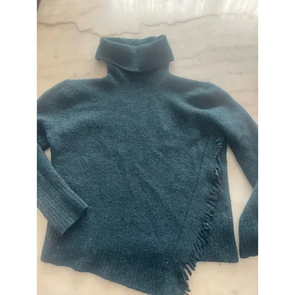 3.1 Phillip Lim Dark Green Wool Blend Turtleneck Fringe Sweater - Image 6