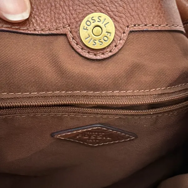 Fossil Ada Bucket Bag purse leather brown keys shoulder bohemian cottagecore - Image 6