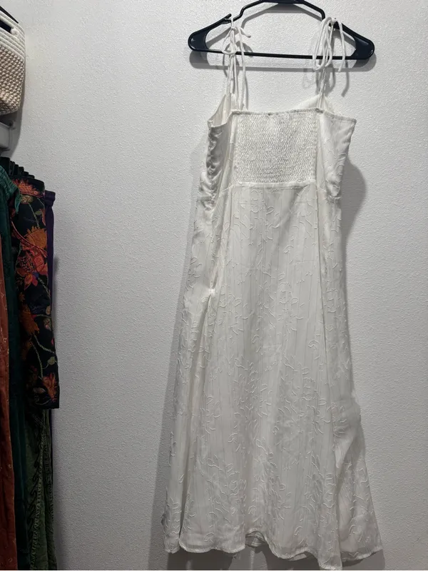 Lulus Loveliest Looks White Floral Jacquard Midi Dress L NWOT - Image 11