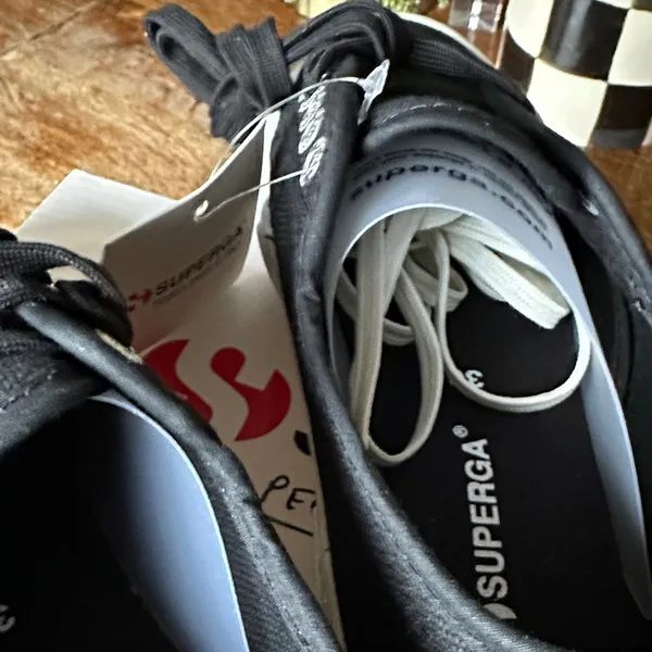 NIB Superga Black Cotu Classic Sneakers with White Accents - Image 5