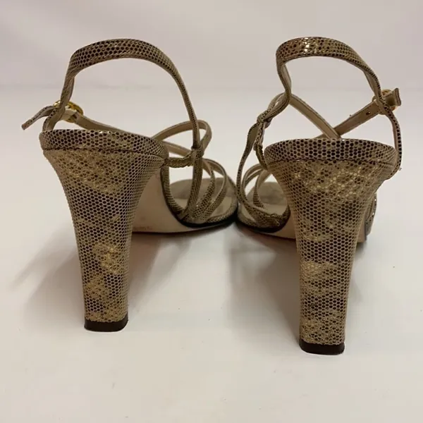Sesto Meucci Size‎ 8 Gold Metallic leather Heels size 9.5N A10 - Image 5