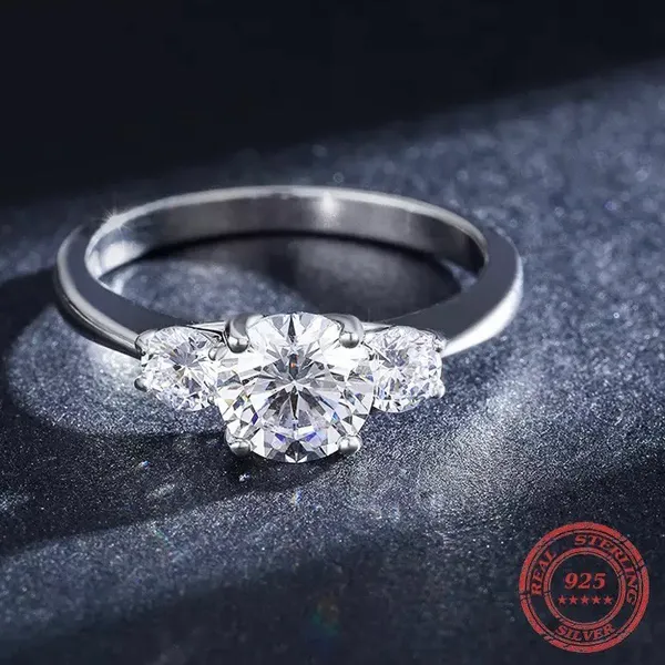Sterling Silver SIZE 7 925 Classic CZ Engagement Wedding Ring - Image 3