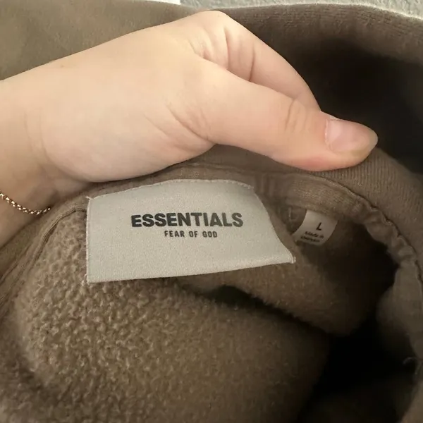 Essentials Fear of God Classic Pullover Hoodie Brown Size Large - Image 5