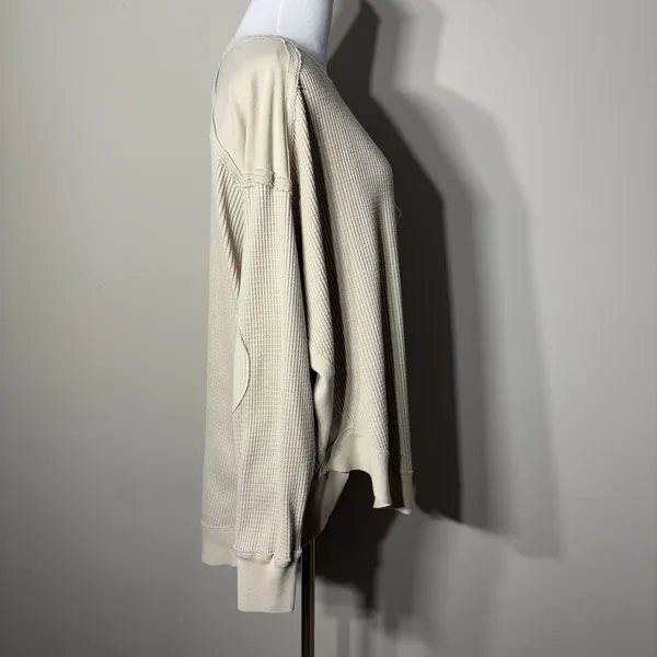 We the Free People Owen Thermal Small Oversized Waffle Knit Boho Beachy High Low - Image 4