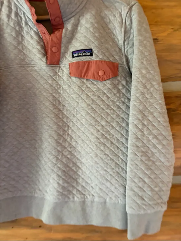 Patagonia Organic Cotton Quilt Snap-T Pullover Gray/Rust Pullover Sweatshirt SM - Image 3