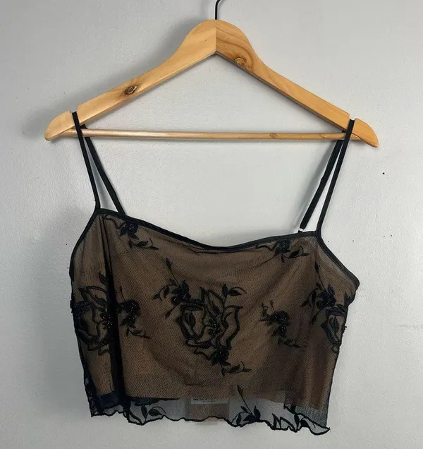 Meshki two piece Xena Floral Embroidered crop top and skirt set size large - Image 3