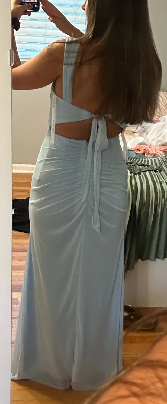 Azazie Bridesmaid Dress Maxi Sky Blue - Image 3
