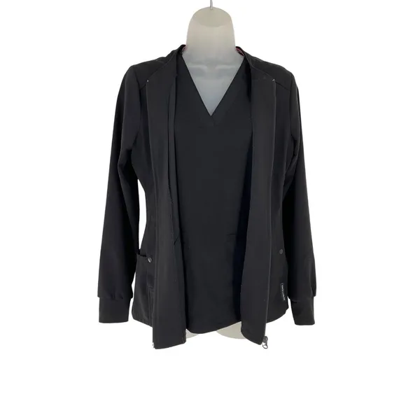 Vince Camuto Womens Black Scrub Jacket & Top Set XS Polyester/Spandex Blend - Image 2