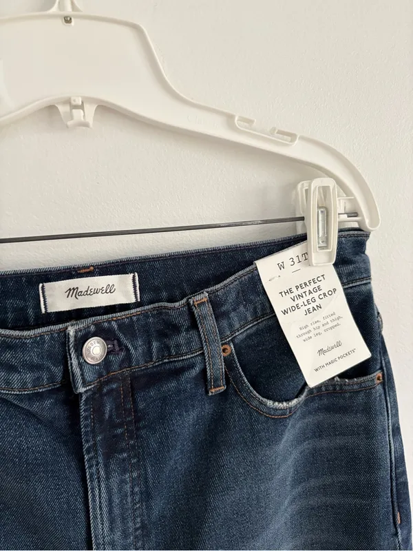 NWT Madewell The Perfect Vintage Wide Leg Crop Jean Midnight Waters Size 31 TALL - Image 5