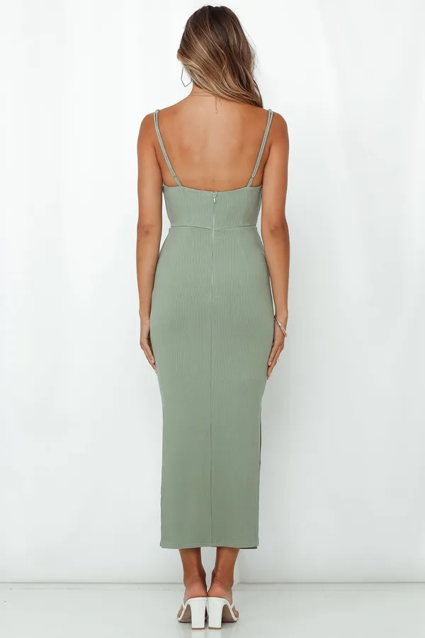 Hello Molly Rooftop Martinis For Two Midi Sage Dress - Image 4