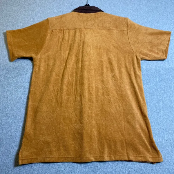 Standard‎ Issue Terry Cloth Camp Shirt Women Small Tan Mushroom Embroidered Boho - Image 2