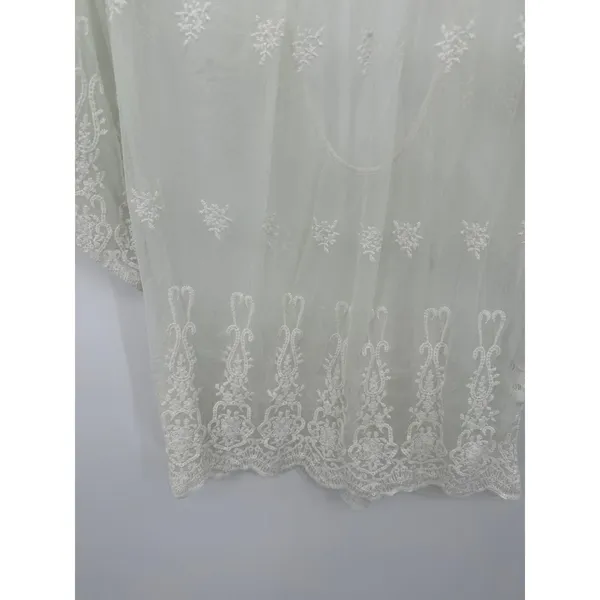 Bikini‎ Lab Women White Sheer Lace Embroidered Tie Back Swim Cover-Up Large - Image 3