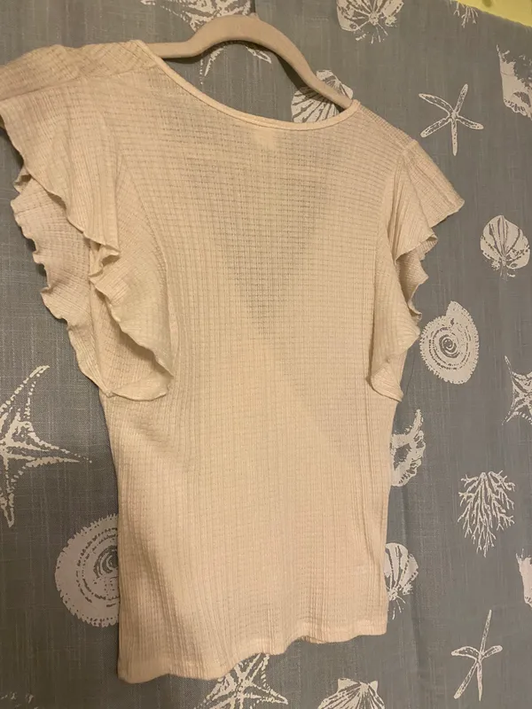 Caution to the Wind White Ruffle Short Sleeve V Neck Top - Image 4
