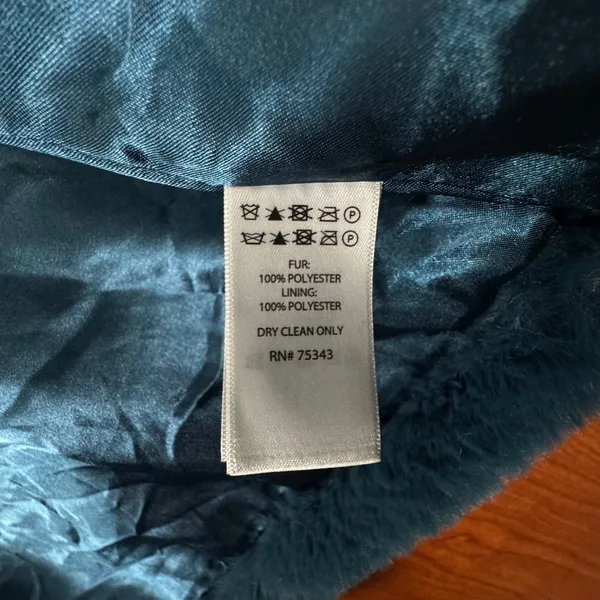 Christian Siriano Faux Fur Coat Teal Blue Womens Sz S Mob‎ Wife Whimsigoth Fairy - Image 9