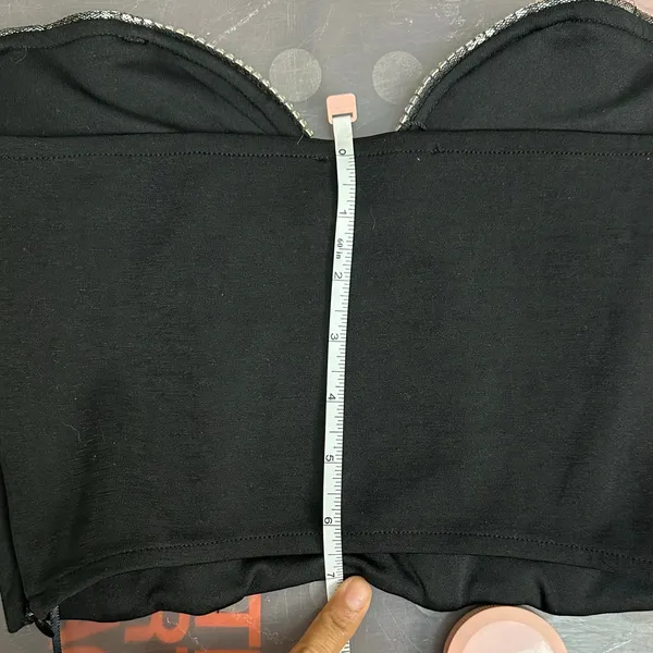 ZARA Black Embellished Bustier Corset Crop Top Bloggers Favorite Size Large‎ - Image 10
