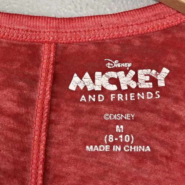 Disney Mickey Pluto Dog T Shirt Size Medium Red Burnout Knit Tee Cropped Novelty - Image 5