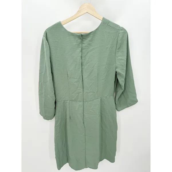 Cato Womens Sage Green Dress Size M Belted Boho 3/4 Sleeve Church Weekend‎ - Image 2