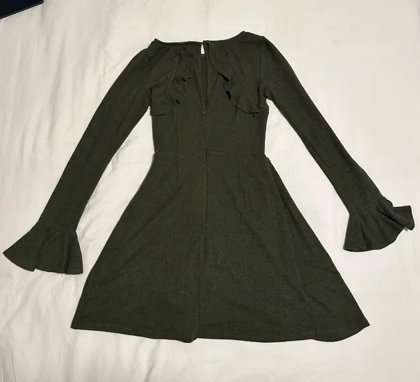 Lulus Olive Green Faux Wrap Sweater Dress - Image 3