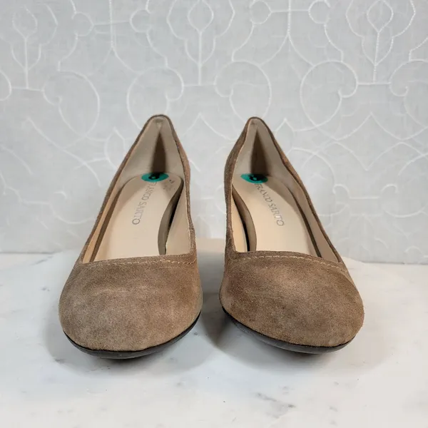 Franco Sarto Womens Zaina Shoes 8 Tan Suede Leather Wedge Slip On Round Toe - Image 15