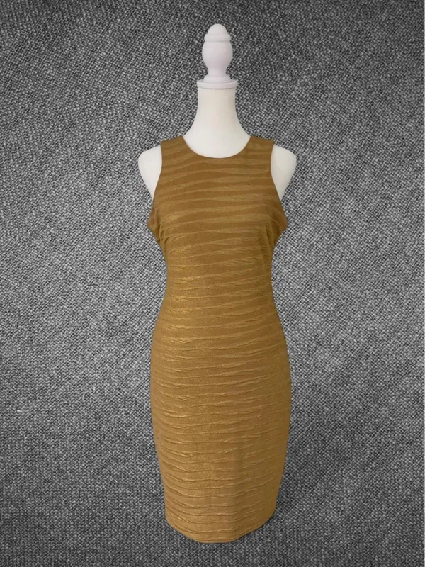 Bisou Bisou Gold Shimmer Bodycon Cocktail Dress Size 4 - Image 2