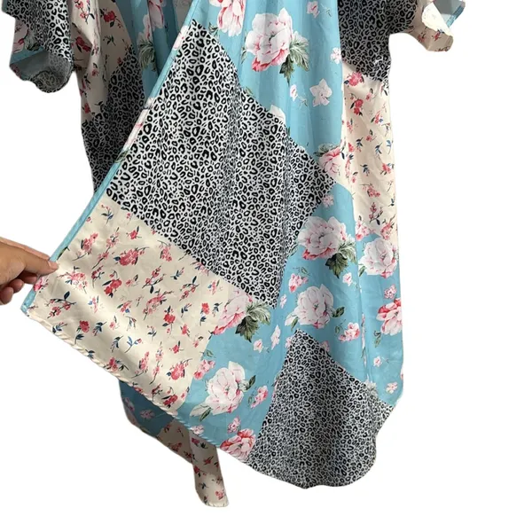 Kimono with floral print Blue Size XXL - Image 5