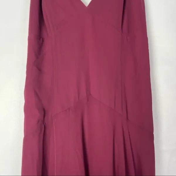 Lulu's Burgundy Wine Red‎ V-Neck Chiffon Maxi Dress S - Image 4