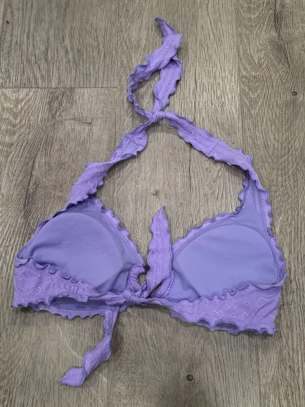 Wild Fable Purple Heart Pattern Halter Bikini Top S With Heart Cutout - Image 2