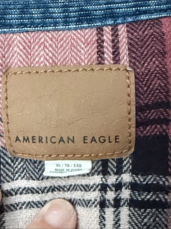 American Eagle Plaid Lined Denim Trucker Jacket XL 🔴 - Image 2