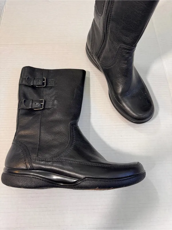 Clarks Black Leather Mid Calf Boots Womens 9.5 Fall Classic Comfort - Image 11