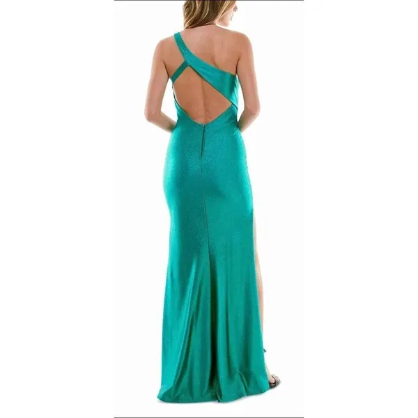 City Studios Junior‎ Glitter Size 18 Jade Green Maxi One Shoulder NEW - Image 2