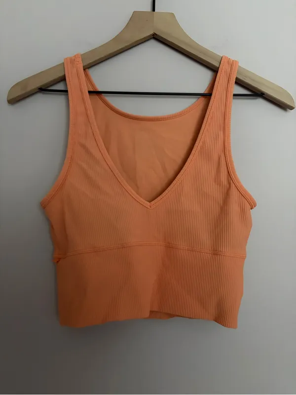 Lululemon Ribbed Power Pivot Cropped Tank Golden Apricot - Image 2