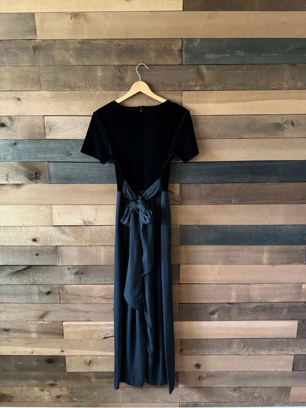 Vintage 90s CDC Black Velvet Wide Leg Jumpsuit Size 4 - Image 7