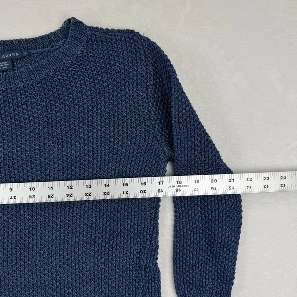 Ralph Lauren Blue 100% Linen Italian Yarn Open Knit Sweater Small‎ RL-CCRC1W - Image 3