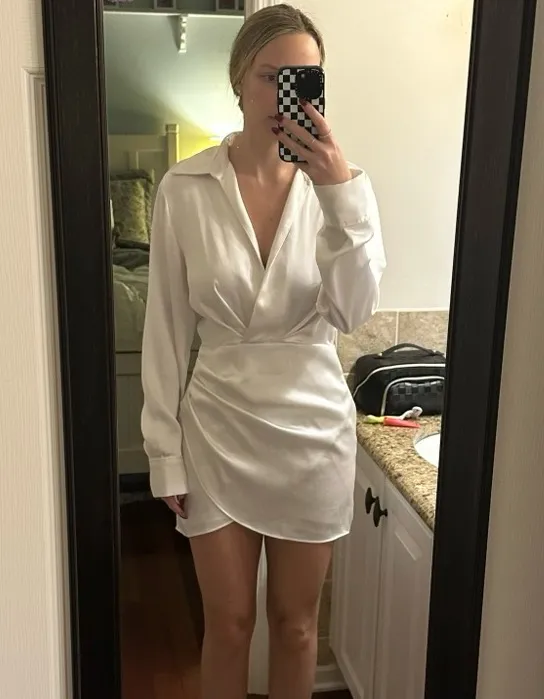 Zara Satin White Dress - Image 4