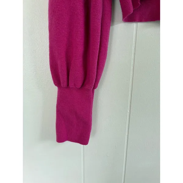 Wilfred Aritzia Magenta Merino Wool Cotton Cropped Turtleneck Sweater Medium - Image 3