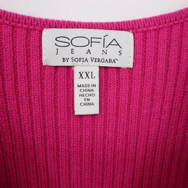 Sofia Jeans Sweater Dress Set Womens XXL 2-Piece Cardigan Pink Ribbed Excellent - Image 8