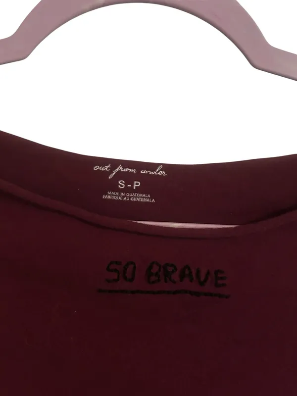 Out From Under 'So Brave' Burgundy Long Sleeve Top - Image 2