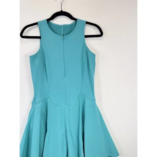 Lululemon Mini Dress Teal Everlux Short Lined Tennis Tank Cutout Back Size 6 - Image 5