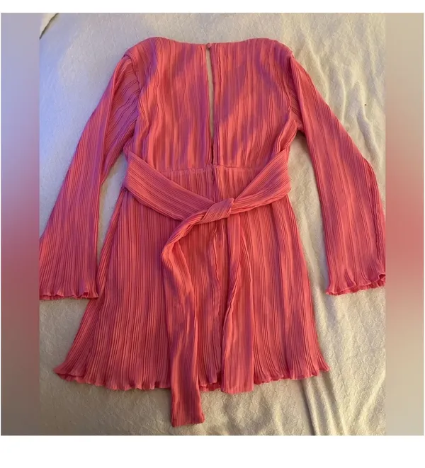 Lovers + Friends Pink Pleated Bianca Mini Dress Long Sleeve - Image 6