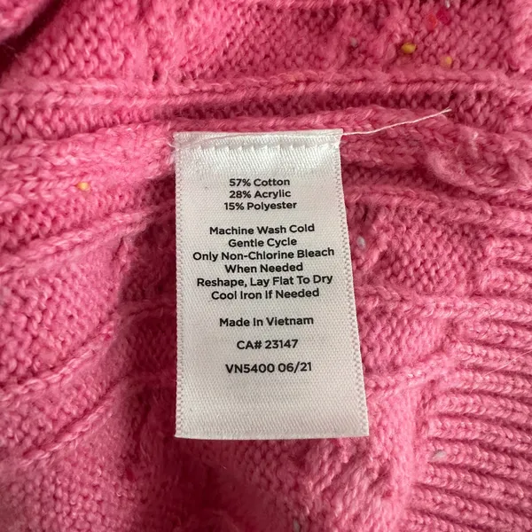 Talbots Womens Medium Pink Cable Knit Crewneck Long‎ Sleeve Sweater Fisherman - Image 6