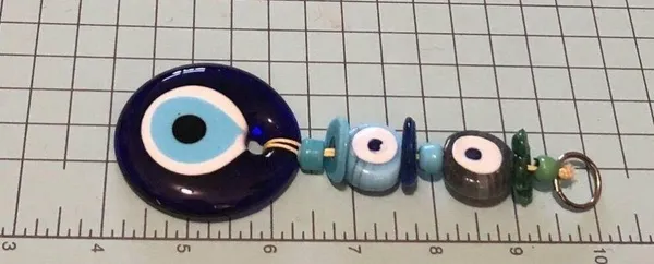 Handmade Turkish Evil Eye Wall Hanger Keychain Blue - Image 2